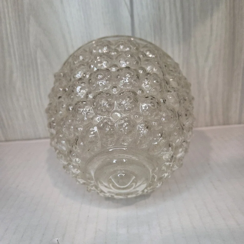 Vintage MCM Beehive Acorn Glass Globe Light Shade w/ Brass 3-1/4